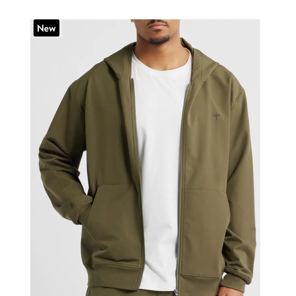 Santo  Studio  Men's Tempo Tech Zip Jacket Olive Green Size L